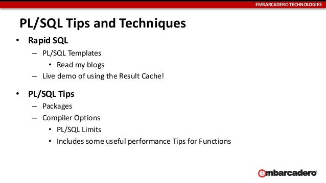 SQL tips and techniques